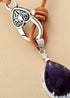 Boho Necklace, Purple Amethyst Teardrop Pendant